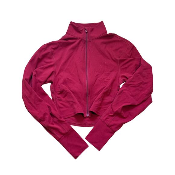 (XS) NWOT $108  Free People Never Better Structured Zip-Up Jacket Crimson - Picture 8 of 10
